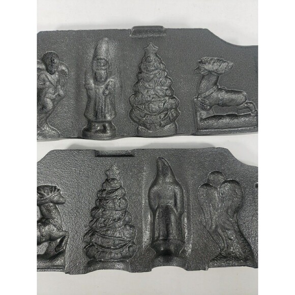 John Wright Cast Iron Christmas Candy Mold VTG Reindeer Angel Tree Santa 1993 - Picture 3 of 14